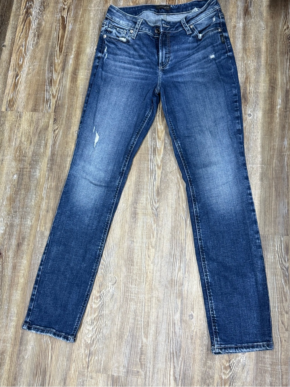 Silver Jeans Women's Elyse  Straight Skinny Jeans - Dark Blue Wash W29/L31